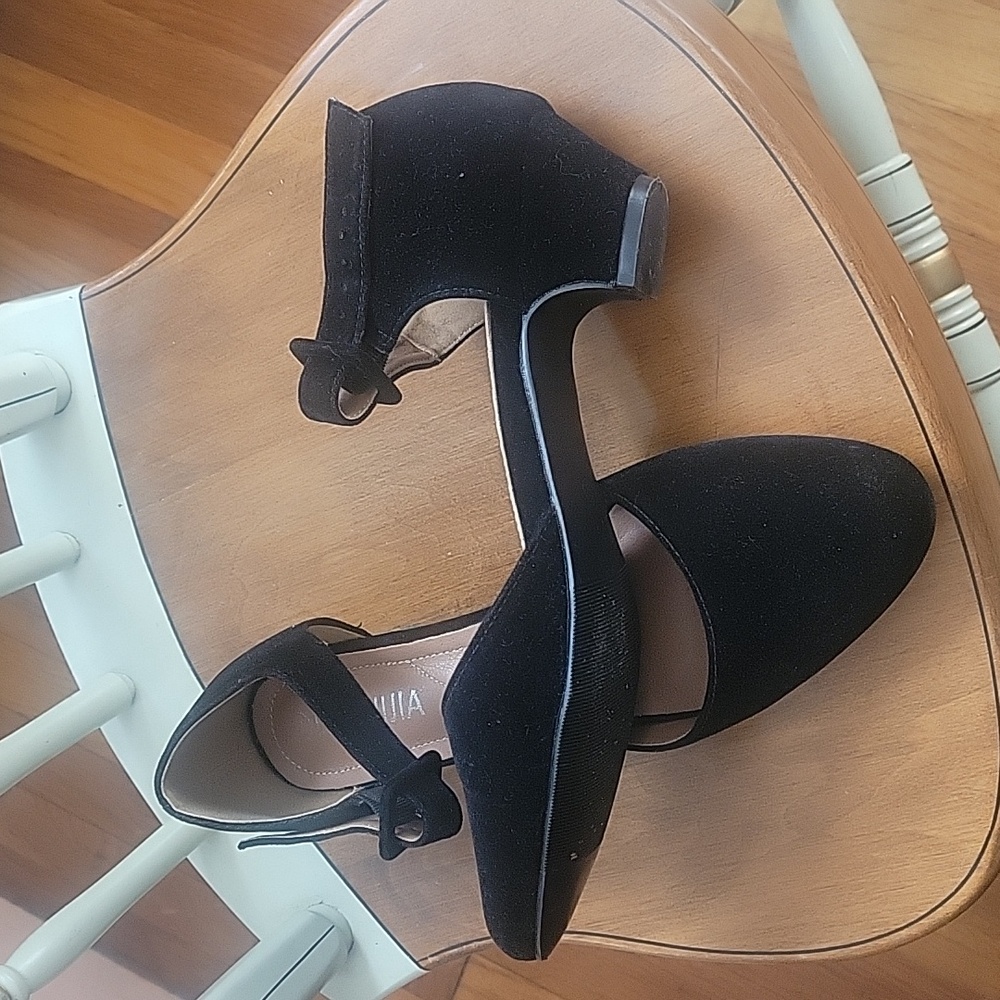 Black Velvet Low Heel Sandal
